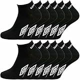 Umbro 12 Paar Sportsocken für Herren, Größe 39-45, Schwarz , 6-8.5