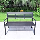 LLZJDDPLY Gartenbank Metall, 2-Personen-Gartenbank, Allwetter-Außenbank, Gedenkbank, Anzug for...