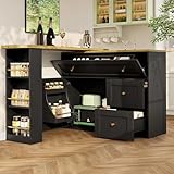 BXEYXE Ausziehbarer Bartisch mit Stauraum(138-204×39×105cm), Küchenschrank, Sideboard mit...