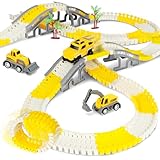 HOTUT Autorennbahn für Kinder, 205 Stück Flexible Rennbahn Spielzeug, Spielzeugautos Autobahn mit...