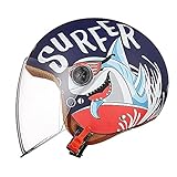 FREEUP Kinder Motorradhelm Roller Helm jethelm mit Sonnenblende, Mädchen Rollerhelm Junge Mofa...