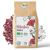ORIGEENS HIBISKUSTEE BIO 1kg Premiumqualität | Bio Hibiskusblüten getrocknet für Tee,...