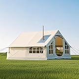Aufblasbares Zelt mit Pumpe, 4-Jahreszeiten-Outdoor-Campingzelte mit Herd, Netzfenstern und Türen,...