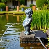 Arnusa Solar Wasserspeier – Teichfigur mit Solarpumpe & Wasserspiel – Gartendeko aus Polyresin...