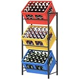 WELDUN Getränkekistenregal für 3 Getränkekisten, Meatll Kistenregal mit 3 Ebenen für Bier, Obst,...