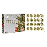 10210254GW - Baumkerzen-Set 40-teilig, 20 goldene Baumkerzenhalter 15 mm und 20 weiße Kerzen 13 x...