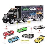 m zimoon LKW Autotransporter Spielzeug, Transport Träger Truck Spielzeugauto Set mit 8 Zubehör und...