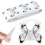 100 Stück Nagel Schablonen, Selbstklebende Butterfly Schwarz, Nagelschablonen Modellier-Schablone...