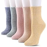 VEGCOO Thermosocken Damen, 5 Paar Wollsocken Damen 39-42, Damensocken Warm, Kuschelsocken,...