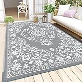 Enyhom Outdoor Teppich 270 x 360 cm Wetterfest Kunststoff Groß RV Camping Außenteppich Wendbarer...