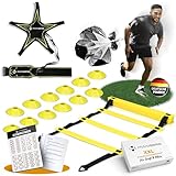 Manberg® Fußball Trainingsset Pro – Koordinationsleiter 6m, 12 Hütchen, Widerstandsschirm,...