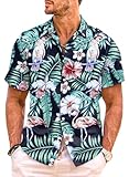 Meilicloth Hawaii Hemd Männer Funky Hawaiihemd Herren Kurzarm Flamingos Sommerhemd Aloha Strand...