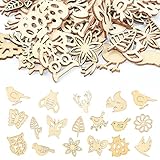 EUIEUT 100 Stück natürliche unbehandelte Holzscheiben, 18 Tierarten, dekorative Scheiben zum...