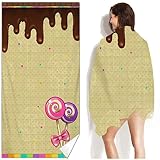 YOGAES Sommer-Strandtuch mit Eiscreme-Aufdruck, Pflanzen, kein Sand, Mikrofaser, schnell trocknend,...