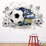 HPNIUB 3D Fussball Wandtattoo,Durchbruch Wandaufkleber für Kinderzimmer Jungen, 70×55CM,Bunte...