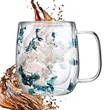 Dried Flowers Glass Tea Cup - Blumen-Teetasse, Trockenblumen-Tassen | Elegante Tasse mit...