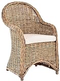 Esszimmer-Sessel Rattan Grau Rattan Korbsessel Esszimmerstuhl Korb Sessel Korbstuhl mit Armlehne...