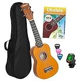 CASCHA Sopran Ukulele Set für Kinder und Erwachsene I Ukulele Starter Kit mit 3 Plektren Tasche...