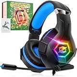 Ozeino Kabelgebundenes Gaming Headset mit Mikrofon & RGB-Licht, 3D Surround Sound Noise Cancelling...