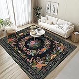 GthreeD Teppich Wohnzimmer Waschbarer 140x200 cm - Boho Kurzflor Teppich Schlafzimmer -...