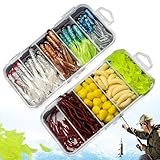 Angel Köder, 210 Stück Kunstköder Angeln Wurm Lebensechte Angelköder Künstliche Würmer...