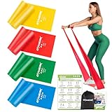 GYMERK Fitnessbänder Set 4er, 1.8M/2M Fitnessband, 4 Widerstandsstufen mit Übungsposter,...