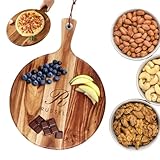 Generisch Pizzateller 33cm Holz, Personalisierung Pizzabrett groß mit Text Logo Griff, Platzteller,...