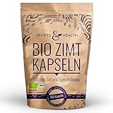 Bio Zimt Kapseln Hochdosiert - 180 Kapseln - Natürlich - Allergenfrei - Vegan - 500 mg Zimt pro...