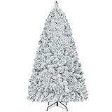 Yaheetech Künstlicher Weihnachtsbaum mit Schnee 152,5cm (Ø ca.93cm) mit ca.532 Spitzen, Tannenbaum...