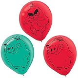 Amscan 112414 'Angry Birds' Latex-Party-Luftballons, 6 Karat, 30,5 cm, Grün und Rot