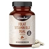 Folat Vitamin B12 Dual Kapseln (120 Kapseln) | 400 μg Folsäure und 25 μg Vitamin B12 pro...