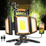 SYLSTAR LED Strahler Akku 30W, 3000LM Super Hell Baustrahler mit Magnet, 5 Lichtmodi und Powerbank,...