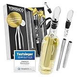 VINENCO Weinkühler Set DAS ORIGINAL, Flaschenkühler + Dekanter 7-in-1 Premium Wein Zubehör:...