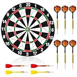 DAWRIS Dartscheibe Set mit 10 Darts Profi Dartscheibe Steeldart Dartboard Sisal Steeldartscheibe...