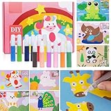 Toptime Sandbilder Kinder, Knetsand Kreativ Bastelset mit 16 Blatt Sandkunst-Malkarten, 12 Flaschen...