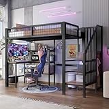 Kinderbett 90x200 cm, Hochbett mit Schreibtisch, Schrank und Bücherregal, Etagenbett Bettgestell...