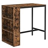 VASAGLE Bartisch mit Regal, Stehtisch, Küchentisch, 3 offene Fächer, Esstisch, Küchentresen, für...