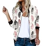 Bomberjacke Damen Blumenmuster Coat Sommer Blouson Reißverschluss Herbst Frühling Jacket Mädchen...