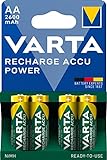 VARTA Batterien AA, wiederaufladbar, Recharge Accu Power, Akku, 2600 mAh Ni-MH, ohne Memory Effekt,...