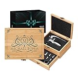 Maverton Weinöffner-Set personalisiert Weinset Sommelier Set - Geschenkbox Holzbox + 8er...
