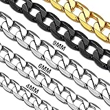 Suplight Unisex Kette 4mm breit Edelstahl Panzerkette Cuban Link Chain 46cm/18inch Halskette...