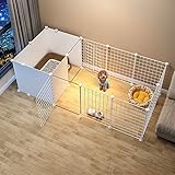Hamiledyi Laufstall für Hunde, Welpen, Weiß, DIY-Drahtzaun mit Tür, tragbarer Gartenzaun für...