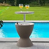 Skylantern Gartentisch für den Außenbereich, mit Eiswürfelschale für frische Getränke –...