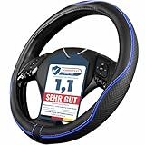 Upgrade4cars Lenkradbezug Blau Schwarz in Leder-Optik | Lenkradhülle Universal 37-38 cm für Sommer...