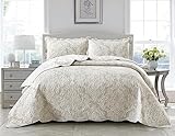 Householdfurnishing 3-teilige bedruckte Patchwork-Tagesdecke, gesteppt, Bettüberwurf mit...