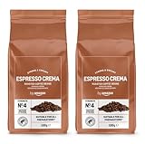 by Amazon Espresso Crema Röstkaffee Ganze Bohnen, 1kg (2 Packs of 500g), Rainforest...