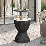 Frdhee Biertisch Terrassen Couchtisch,3-in-1 Tisch mit Eiskühler Schwarz Polypropylen,Esstische...