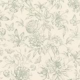 Rasch Tapeten 793925 – Vliestapete in Cremeweiß mit floralem Muster im Vintage Stil in Grün -...
