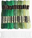 DERAYEE Grün14 Farben je 8 Meter Stickgarn Set,Kreuzstichfäden für Sticken,Basteln,...