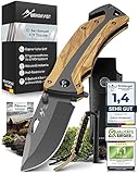 BERGKVIST® K29 Klappmesser Olivenholz (Einhandmesser) - 3-in-1 Outdoor Messer mit...